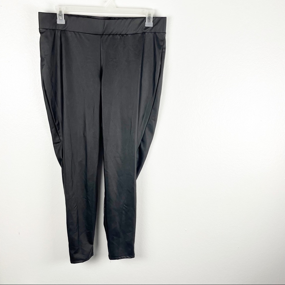 TORRID Black Faux Vegan Leather High Waisted Leggings Tights 2X Gym Yoga Workout